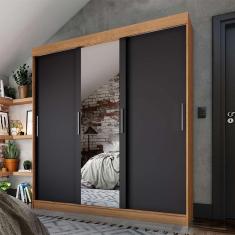 guarda-roupa casal com espelho paris 3 pt 2 gv le e grafite