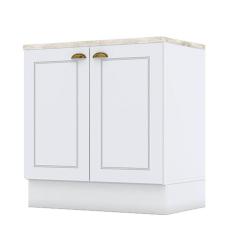 Balcão 2 Portas 80 cm Americana Branco com Tampo Cooktop Calcare - Henn