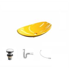 Kit Cuba L45 C/Válvula Click 1''G + Sifão Pvc + Flexível Amarelo