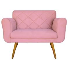 Namoradeira Decorativa Estofada Para Sala de Recepção Isabella Suede Rosa - LM DECOR