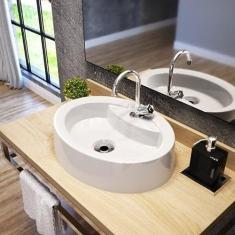 Kit Cuba Ov43 com Torneira C50 e Válvula 1 Polegada Abs e Sifão Pvc e Flexível Compace Branca