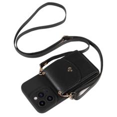 Slot para cartão titular crossbody caso de telefone para iphone 13 12 15 14 11 pro xs max x xr carteira cordão, preto, para iphone 15 pro