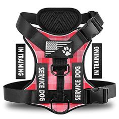 Demigreat Peitoral para cães de serviço, refletivo sem puxão, com 5 peças, arnês Oxford macio ajustável, malha de camada interna, fácil de controlar para cães pequenos, médios e grandes