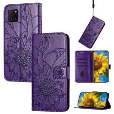 Capa fina compatível com Samsung Galaxy A81/M60S/Note 10Lite Capa carteira com suporte para cartão, capa floral em relevo, capa flip de couro, capa protetora à prova de choque compatível com mulher C