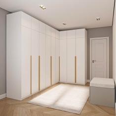 Guarda-roupa Modulado de Canto 10 Peças 18 Portas Jade Cabecasa Madeiramadeira Branco Fosco