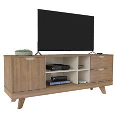 Rack para Tv de até 60'' com 1 porta de abrir e 2 gavetas MICHIGAN cor Pinho/Off White - Artely