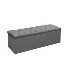 Recamier Baú Lana Para Cama Box Solteiro 90 CM - Sv Decor, Cinza Claro