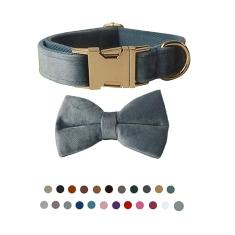 Coleira para cães com gravata borboleta, coleira ajustável de veludo para cães com fivela de metal e gravata borboleta destacável elegante para meninos e meninas pequenos, médios ou grandes, cães e