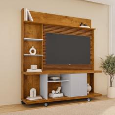 Estante Home para Tv até 47 Polegadas 1 Porta Basculante Taurus Naturalle/Off-White/Ripado