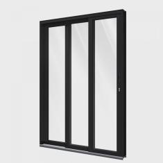 Porta de Alumínio de Correr 215x150cm 3 Folhas com Vidro Liso Lucasa Alumínio