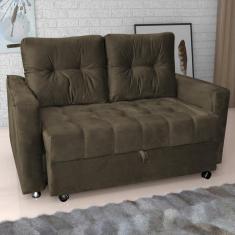 Sofá Cama 2 Lugares Yago Veludo Turkey Marrom