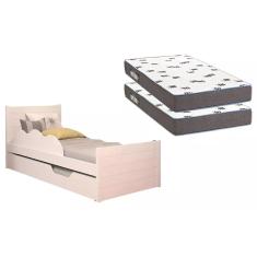 Colchão Solteiro Ortobom D33 (2un) + Bicama Elza Branco
