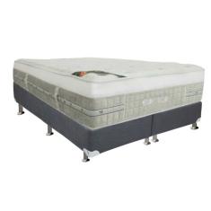 Cama Box Queen: Colchão Molas  Ensacadas Castor Summer Winter + Base CRC Suede Gray (158x198)