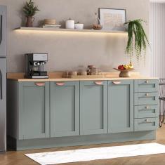 Cozinha Modulada 2 Peças com Tampo 2 Balcões Arizona Cabecasa Madeiramadeira Menta
