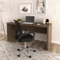 Mesa para Escritório 163cm ME4109 com Cadeira Diretor Tela Mesh Tok 3310 Rústico