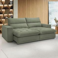 Sofá 4 Lugares Martinho Retrátil 20585 Boucle Verde - Celflex, Verde, 