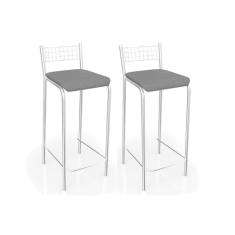 Banqueta Sala de Jantar Gênova 2B705CR Kit 2 Un Cromada/Preto - Kappes