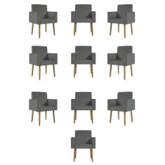 Kit 10 Cadeiras Poltronas Decorativa - Escritório - Recepção Cor:cinza