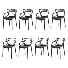 Kit 8 Cadeiras Allegra Preta Sala Cozinha Jantar