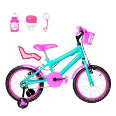 Bicicleta Infantil Aro 16 Alumínio Verde Água E Pink