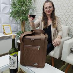 Bolsa Porta Vinho Personalizada Marrom - Coutre Bolsas