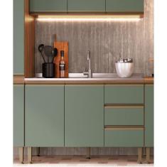 Balcão para Pia de Cozinha 3 Gavetas 2 Portas Greta FREIJÓ/OLIVA