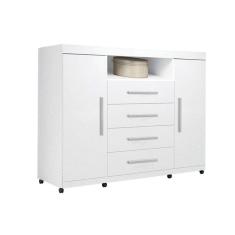 Cômoda De Quarto Master C/ 2 Portas 1 Nicho E 4 Gavetas Branco - Santos Andirá