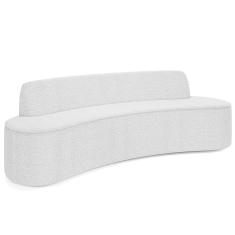 Sofá 3 Lugares Curvo Sala De Estar Living Cancún D02 Bouclê Cinza 180 Cm B-56