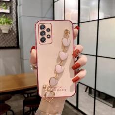 Para samsung a13 caso amor coração pulseira caso de telefone para samsung galaxy a32 a23 a33 a53 a73 a52 a72 a71 a51 a31 a11 a50 a20 capa, rosa, para a33