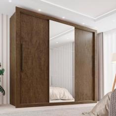 Guarda-roupa Casal 3 Portas com Espelho Central e 4 Gavetas Costa Rica Sallêto Móveis Ipê