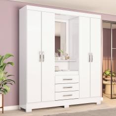 Guarda Roupa Casal 4 Portas Com Espelho 3 Gavetas Ryan Casa 812