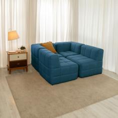 Sofá Guldi Popup com 2 Módulos Canto e 2 Centrais Linho Azul