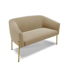 Sofá Namoradeira 2 Lugares Pé De Ferro Dourado Stella Suede Marrom Rato D03 - D`rossi