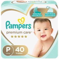Fralda Pampers Premium Care Pacote Mega Tamanho P 40 Fraldas Descartáv