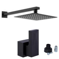 Chuveiro Piscina 20x20 Alavanca Diamante Base Docol Preto  - Montelar 