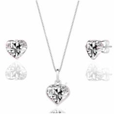 Colar Brinco Infantil Coração Zirconia Prata 925 Branco - Lojas La+Ny,