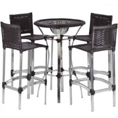 Conjunto de 4 Banquetas Madri e Bistrô com Balde em Alumínio Trama - T