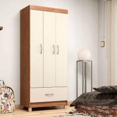 Guarda Roupa Solteiro Ambiente Prince Amêndola Touch Off White – Demóbile