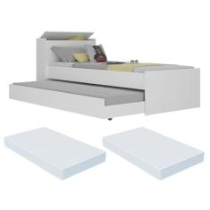 Bicama Solteiro com Colchão Incluso e Baú Embutido Multimóveis Branco