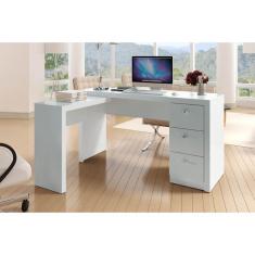 Mesa Canto P/escritório Me4101 C/ 3 Gavetas Branco - Tecno Mobili