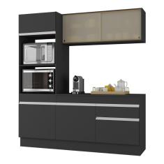 Armário De Cozinha Compacta 3 Peças Com Rodapé Mp2178 Made Multimóveis Preto/branco Preto/branco