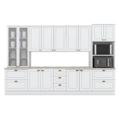Kit Cozinha Modulada 8 Peças Americana (2Aéreos+2Balcões+2Paneleiros+2Complementos) C5P50 Branco - Henn