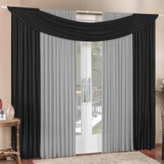 Cortina Tendência 2,00M X 1,70M Varão Em Malha Sala Preta - Casa Show 