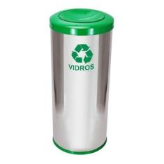 Lixeira Em Aço Inox Com Tampa Meia Esfera 50 Litros - JSN