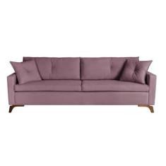 Sofá 3 Lugares Viena Veludo Rosa 210 cm - Sofani