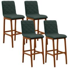 Kit 04 Banquetas Altas Para Cozinha Sala de Jantar Fixa Zoe B04 Linho 