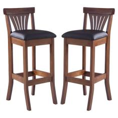 Kit 2 Banquetas Alta em Madeira Valentina Estofada material sintético 