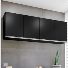 Armário Aéreo 1,60m com 4 Portas Cozinha Área de Serviço Lavínia Preto