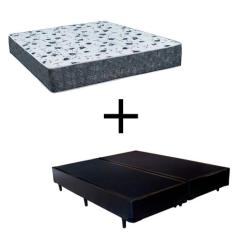 Cama Box Queen 158 Tecido Sintético Preto Com Colchão Alegro Espuma D2