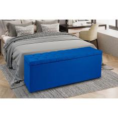 Recamier Baú 1,40m Madrid Suede Azul Marinho Dal Poz Estofados